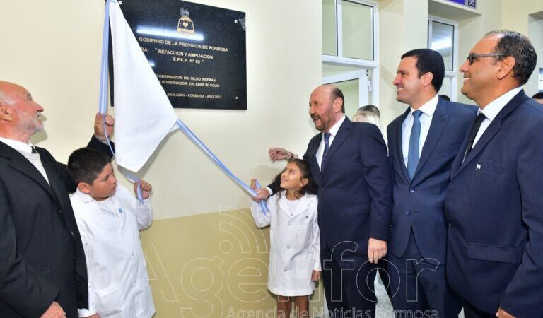 Insfrán inauguró dos escuelas en Colonia San Juan, llegando a las 1475 obras educativas habilitadas en su gestión
