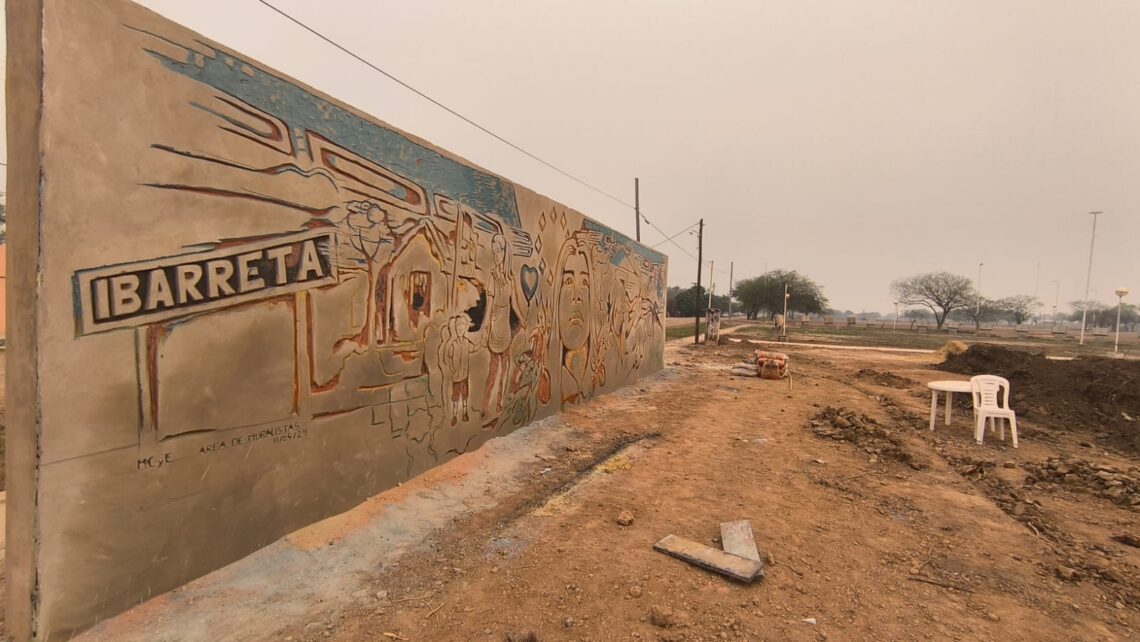 En Ibarreta trabajan en un mural en homenaje a los docentes
